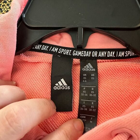 Adidas Classic Logo Hoodie Size XS Bright Coral Pink - Picture 5 of 12
